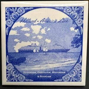 Holland America Line Blue Delft Tile Zuiderdam Dosterdam Westerdam Noordam Ships